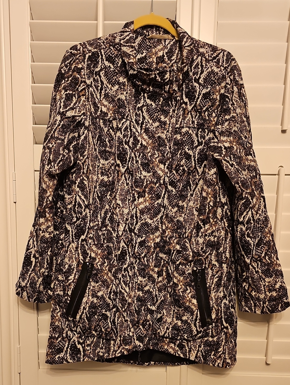 Soft Surroundings Snake-Print Trench in Black & Brown